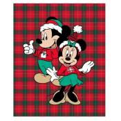 Plaid Polaire Disney Mickey et Minnie - Noël - Rouge et Vert 160x130cm