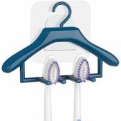 Porte-brosse à dents mural, porte-brosse à dents auto-adhésif, organisateur de salle de bain en plastique suspendu pour brosse à dents (bleu marine)