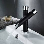 Robinet de salle de bain lavabo noir mat pour évier en cascade mitigeur monocommande robinet design moderne en laiton (court), Robinet