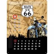 Route 66 Plaque Metal Moto Calendrier perpetuel