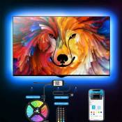 Ruban LED TV 2m - Bande Lumineuse RGB+Blanc avec Télécommande USB App Multicolore Rétroéclairage pour TV, Miroir et moniteur