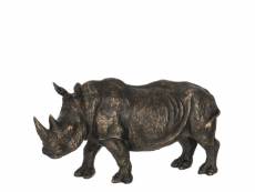 Statue rhinocéros brun patiné bronze 18 cm