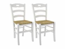 Suzy - lot de 2 chaises laquées blanc et assises en paille