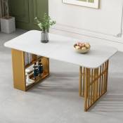 Table à manger, table à manger rectangulaire, avec rangement, blanc, 160x80x78cm