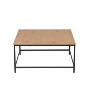 Table basse carrée bois et métal 80 cm