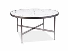 Table basse ronde en bois effet marbré - blanc - d 80 x h 42 cm