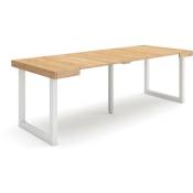Table console extensible, Console meuble, 220, Pour 10 personnes, Pieds bois massif, Style moderne, Chêne - Skraut Home