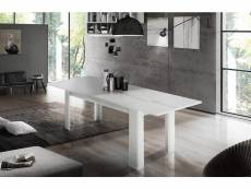 Table de salle à manger extensible, made in italy, table moderne avec rallonges, console extensible, 160 - 210x90h75 cm, couleur mélèze blanc brillant