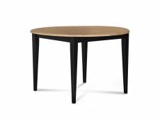 Table ronde bois d115 cm avec 1 allonge et pieds fuseau