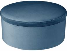 Tabouret coffre en velours tess - h. 44 cm - bleu foncé