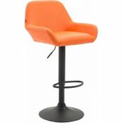 Tabouret de bar chaise haute lounge en synthétique orange pieds métal noir mat - noir