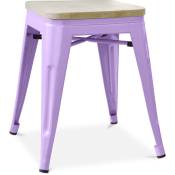 Tabouret Design Industriel - Bois & Métal - 45cm - Stylix Violet pastel - Bois, Acier - Violet pastel