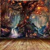 Tapisserie Forêt Magique Arbre de Vie Tapisserie Trippy Tapisserie Tenture Murale pour Chambre (150x200cm) Fei Yu