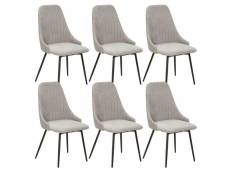 Undy - lot de 6 chaises pivotantes tissu gris clair