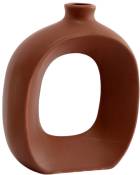 Vase en grès oval 16 cm marron