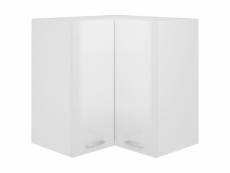 Vidaxl armoire d'angle suspendue blanc brillant 57x57x60 cm aggloméré
