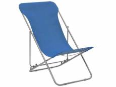 Vidaxl chaises de plage pliables 2 pcs acier et tissu oxford bleu 44358