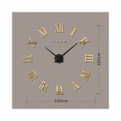 Wewoo Horloges DIY or Chambre Décoration de la Maison Sans Cadre Chiffres Romains Grand BRICOLAGE Wall Sticker Mute Horloge, T