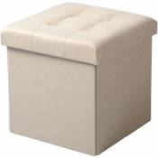 Woltu - Tabouret pouf coffre Boîte de rangement repose-pied cube. siège pliable. gagner de l'espace 37.5x37.5x38cm. Crème Blanc