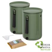 2 Composteurs Bokashi,Plastique recyclé, vert, 9,6l+1kg