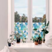 Adhésif décoratif pour vitre Fleurs Madère 200 x 45cm Bleu, vert - Bleu