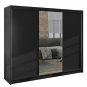 Armoire Atlanta 159, Noir, 215x200x58cm, Portes d'armoire: Glissement - Noir