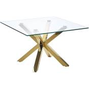 Beliani - Table Basse Carrée 70 x 70 cm cm avec Plateau en Verre et Pieds Dorés Glamour et Tendance pour Salon Moderne et Tendance Doré