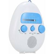 Blanc) Radio de douche étanche, mini haut-parleur am/fm portable avec audio hd intégré pour salle de bain ou extérieur - White