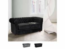 Canapé 2 places en tissu velouté capitonné design chesterfield - noir Modus Sofà