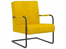 Chaise cantilever jaune moutarde velours