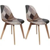 Chaise en bois de hêtre et polypropylène Patchwork (Lot de 2) - Marron