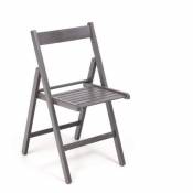 Chaise pliante et refermable en bois gris peu encombrante