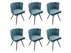 Charlotte - lot de 6 chaises velours bleu