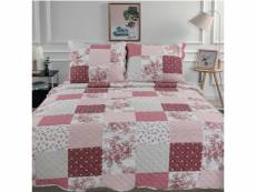 "couvre-lit fleur rose et blanc 220x240cm c-1-25"