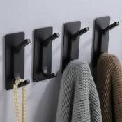 Crochets porte-serviettes de salle de bain - Crochets auto-adhésifs résistants à la rouille pour salle de bain, acier inoxydable 304 - Noir Ensemble