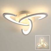 Delaveek - Plafonnier led, Luminaire Plafonnier 36W, Lampe de Plafond Design Shamrock Acrylique Blanc, Lumière Chaude 3000K