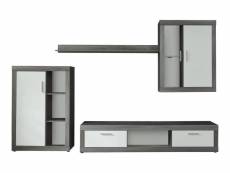 Ensemble de 4 meubles de salon - mélaminé chêne - blanc-gris - 295 - 188 - 40 cm