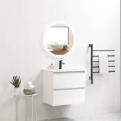 Ensemble de Meuble de salle de bain prémonté 60 blanc-Vasque céramique-Miroir joy