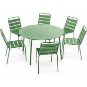 Ensemble table de jardin ronde et 6 chaises en métal
