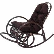 Fauteuil à bascule HHG-648, rocking-chair, fauteuil en rotin, marron coussin marron
