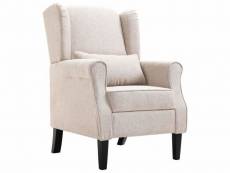 Fauteuil chaise siège lounge design club sofa salon lin tissu beige helloshop26 1102202par3