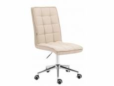 Fauteuil chaise tabouret de bureau avec dossier haut en tissu crème hauteur réglable bur10277
