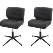 HHG - jamais utilisé] 2x Chaise de salle à manger 442, pivotante, réglable en hauteur tissu, gris foncé, pied noir - grey