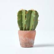 Homescapes - Petit cactus artificiel en pot en terracotta,