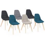 Idmarket - Lot de 6 chaises scandinaves gaby mix color beige, gris clair, bleu canard x2, gris foncé x2 en tissu - Multicolore