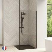 KINEDO Paroi de douche fixe Smart Design solo avec mât 200 x 110 noir mat