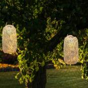 Lampe d'extérieur suspendue lampe de jardin lampe solaire terrasse, batterie IP44, style bohème, bambou naturel, 1x LED 1800K blanc chaud, DxH