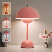 Lampe de bureau led lampe de Table champignon 3 couleurs lampes de chevet tactiles à intensité variable pour bureau chambre Bar cadeau de noël(pink)