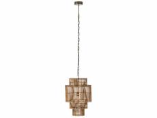 Lampe suspendue 4 etages bambou naturel - l 37 x l 37 x h 142 cm