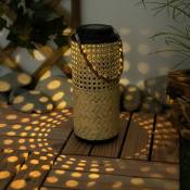 Lampes solaires lampe solaire bambou jardin rotin balcon lanterne solaire à poser et à suspendre, 1x led blanc chaud, DxH 12 x 45 cm
